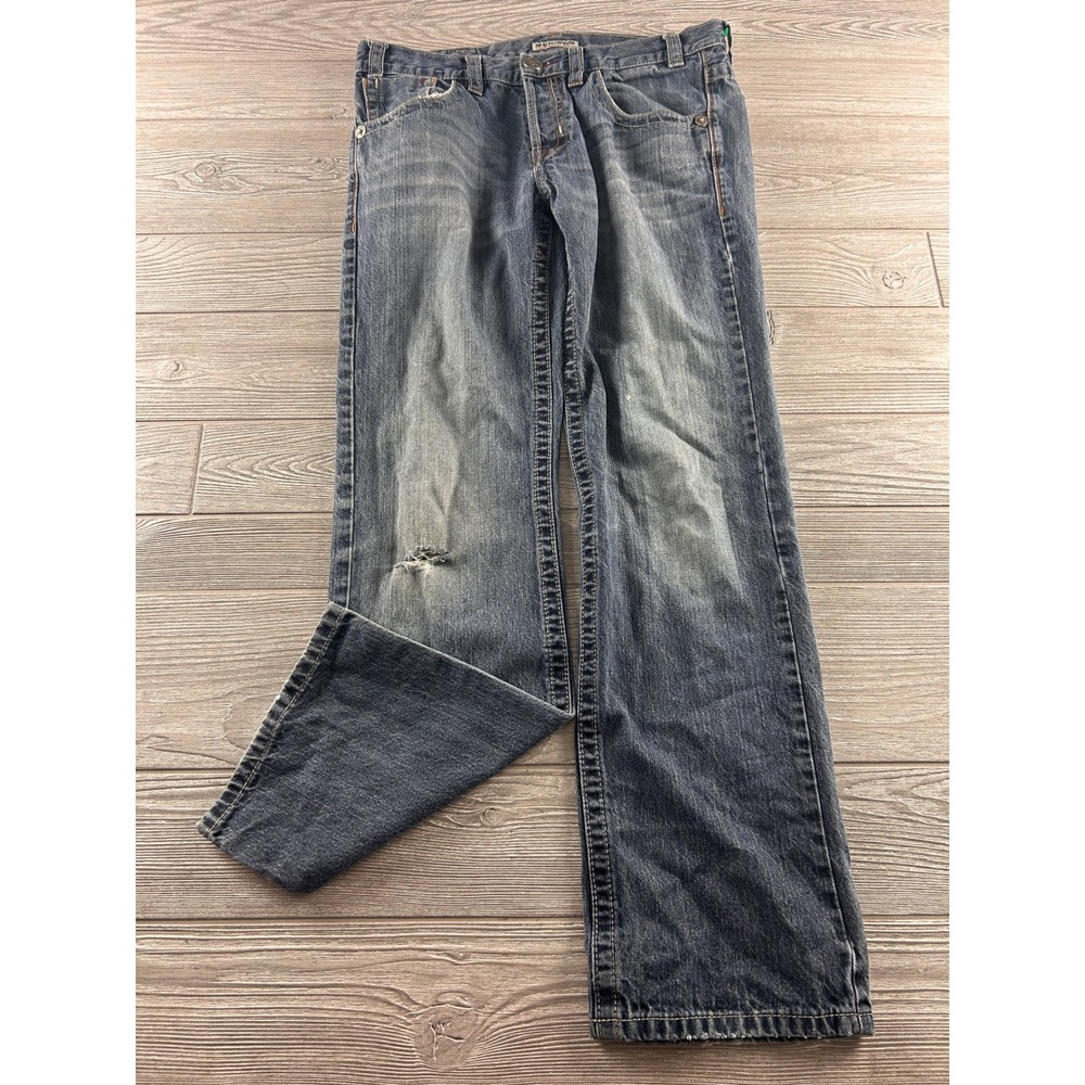 Mek Denim Barclay Straight Leg Jeans Mens 34x34 Blue Distressed Cotton Medium Wa